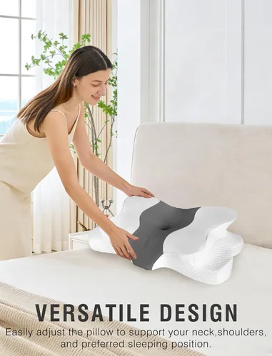 Vista 7 de DISSA Almohada cervical cervical para dormir de lado, almohada ergonómica de espuma viscoelástica con soporte ortopédico ajustable para el cuello