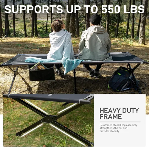 Vista 3 de EVER ADVANCED Catre de Campamento Extra Ancho para Adultos, Catres de Dormir de Tamaño Extragrande XXL, Cama Plegable con Bolsa de Transporte, 84.3