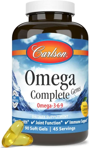 Vista 5 de Carlson - Gemas completas Omega-3-6-9, capturadas en la naturaleza, de origen sostenible, salud cardíaca, función articular y apoyo inmunológico, 90