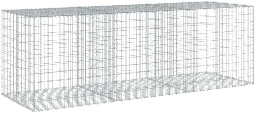 Vista 8 de vidaXL Cesta de gavión con tapa, 39.4 x 19.7 x 39.4 pulgadas, hierro galvanizado rectangular, resistente a la intemperie, montaje sin herramientas