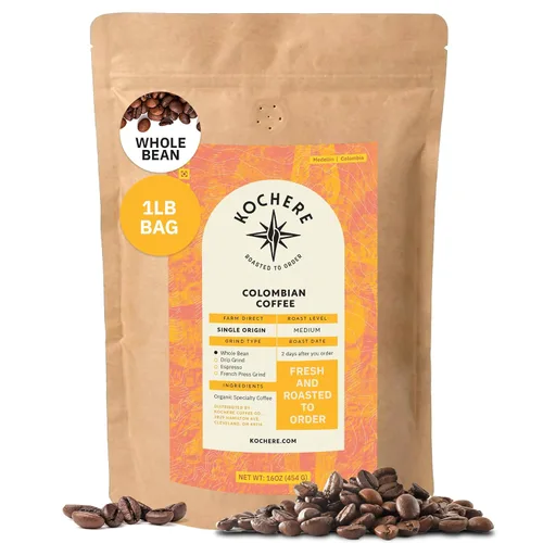 Vista 18 de Café molido colombiano Medellín, granos de café tostado medio de origen único, recién tostado a pedido, café molido orgánico, grado especial