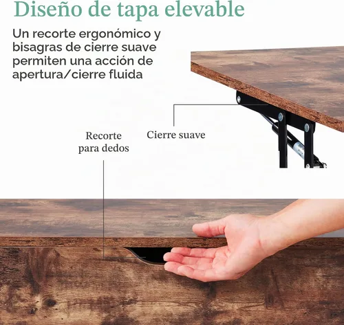 Vista 4 de Best Choice Products Mesa auxiliar elevable, mesa de centro multifuncional de madera de mediados de siglo para sala de estar con almacenamiento
