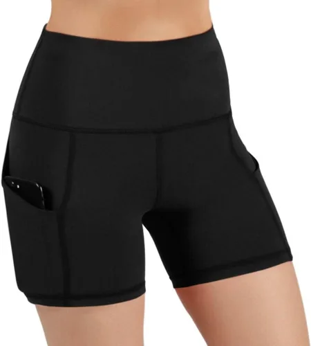 Vista 7 de HBDHEJL Pantalones cortos de correr para mujer, de cintura alta, dos bolsillos laterales, pantalones cortos de yoga para ciclismo, entrenamiento
