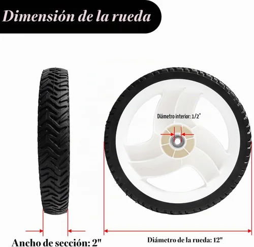 Vista 2 de Cluparis Ruedas traseras para cortacésped 105-1816 (paquete de 2), repuesto de 12 pulgadas para Toro Recycler 205-268 20012 20016 20019, ruedas
