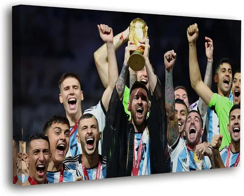 Vista 12 de SpiritualHands Lionel Messi - Póster en lienzo de Messi Argentina, póster de fútbol de Leo Messi para dormitorio de niños, 8 x 12 pulgadas, listo