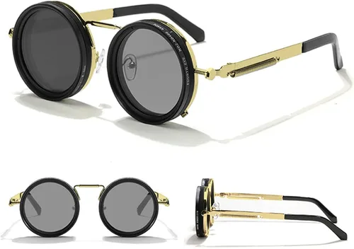 Vista 5 de willochra Gafas de sol ajustables 1-9 lentes de filtro Moonglass-Nd ajustables tinte redondeado gafas polarizadas para hombres C2