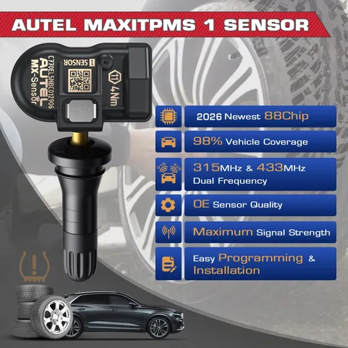 Vista 2 de Autel TPMS MX Sensor 315 433Mhz 2 en 1 Sensores de llantas, nivel OE, Press-Release universal, 100% programable por TPMS Tool TS408S TS501 PRO