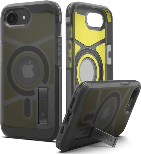 Vista 12 de Spigen Tough Armor MagFit Funda Diseñada para iPhone 15 (2023) [Soporte] [Protección de Grado Militar] Compatible con MagSafe - Negro