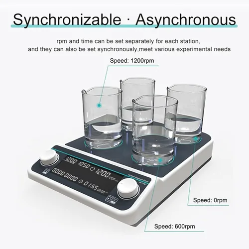 Vista 2 de 4P,Magnetic Stirrer with LED Display, Heated Magnetic Stirring Plate Laboratory Stirrer, Suitable for Research and School Laboratories
