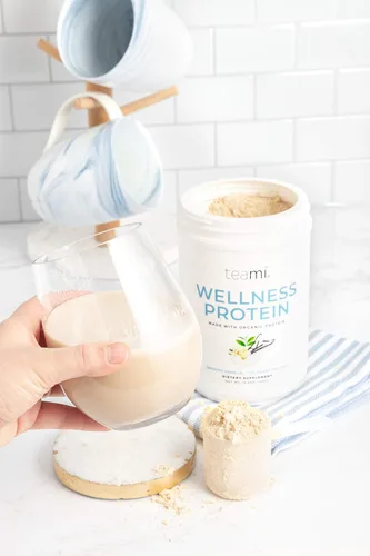 Vista 4 de Teami Proteína de vainilla en polvo con ingredientes orgánicos, proteína de guisante suave a base de plantas con bajos carbohidratos netos, sin OMG