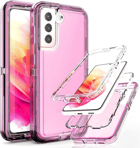Vista 13 de Funda resistente 3 en 1 para Galaxy S21 (no para S21 Plus), con película de TPU flexible y película de lente de cámara, paquete de 2 fundas