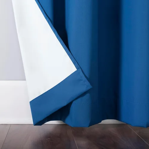 Vista 5 de Sun Zero Halton Bright Vibes Panel de Cortina Opaca Total con Ojales, 40" x 63", Azul Clásico