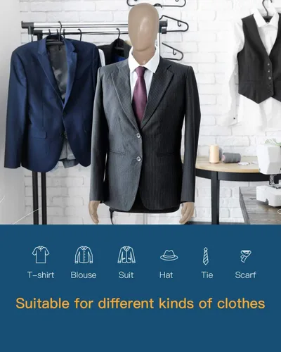 Vista 5 de Maniquí femenino/masculino de 39-56/42-59 pulgadas de altura ajustable, forma de vestido de maniquí de costura, modelo de soporte, cabeza
