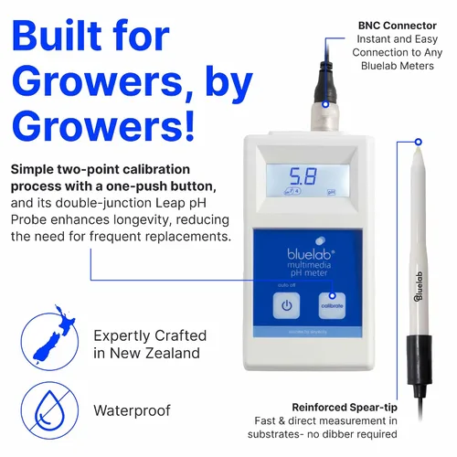 Vista 5 de Bluelab METMULTI Medidor de pH Multimedia – Medidor de pH digital de nutrientes hidropónicos y del suelo portátil para medir los niveles de pH