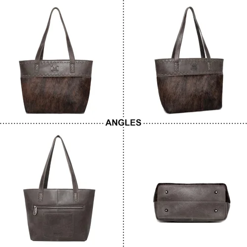 Vista 2 de Trinity Ranch Western - Bolso de mano para mujer, colección de cuero de vaca auténtico, bolso de mano oculto