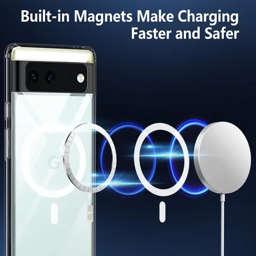 Vista 2 de TIANNIUKE Funda Magnética para Google Pixel 6, Transparente y Resistente al Amarilleo, Compatible con MagSafe, Funda Protectora Antigolpes de Ajuste