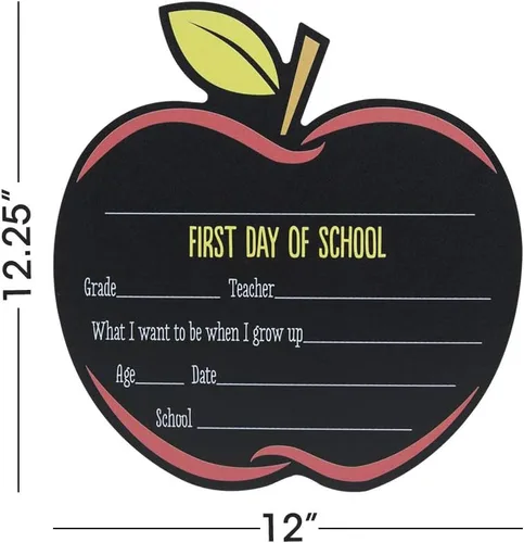 Vista 3 de Apple First and Last Day of School - Juego de letreros reutilizables para fotos de regreso a clases, tablero de fotos para el aula del profesor, 12