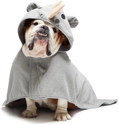 Vista 18 de BARKBOX - Albornoz para perros, tamaño mediano Toalla de baño de microfibra de secado rápido, cierre de velcro y lazo envolvente, lavable a