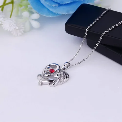 Vista 5 de JO WISDOM Collar de plata de ley 925 con colgante de corazón AAA, para madre e hija, regalo para mamá