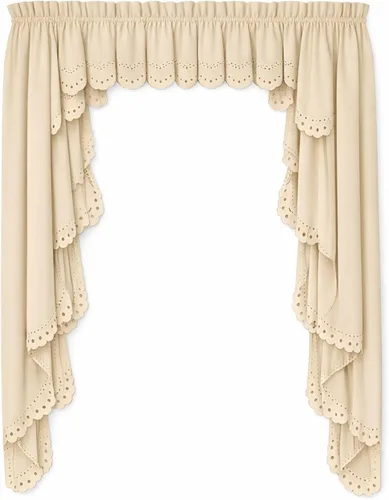 Vista 20 de Today's Curtain Imperial Classic - Cenefa de corte dibujada, 14 pulgadas, color beige