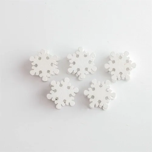 Vista 3 de 50 cuentas de madera de copo de nieve, cuentas de madera de copos de nieve, cuentas espaciadoras redondas rústicas naturales para granja, cuentas