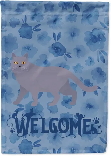Vista 20 de Caroline's Treasures CK4813CHF - Bandera de bienvenida con gato abisinio azul, manga grande, para porche, para colgar en la pared, poliéster