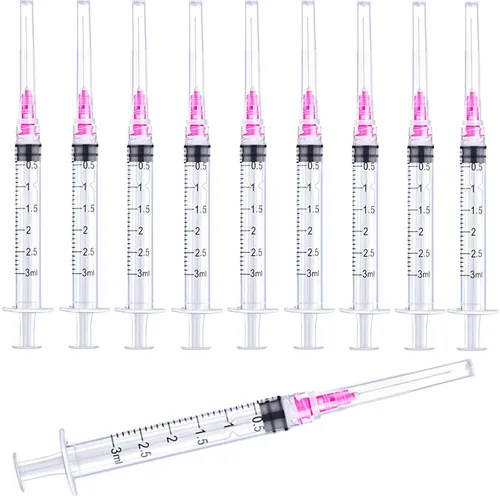Vista 10 de Paquete de 25 jeringas de plástico de 1ml/cc con 25 Ga y tapa, envueltas individualmente selladas, para laboratorios científicos, medición