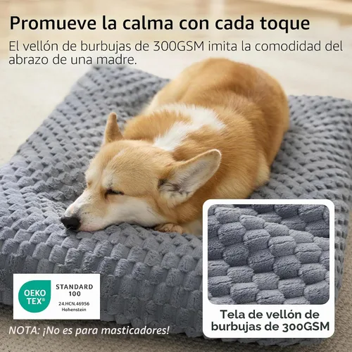 Vista 2 de Bedsure Cama lavable para perros de gran tamaño, forro polar de burbujas Gris