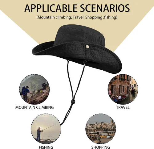 Vista 8 de Croogo Sombrero de ala ancha Bonnie de verano, sombrero de sol para pesca, estilo vaquero, sombrero de pescador, safari al aire libre, caza