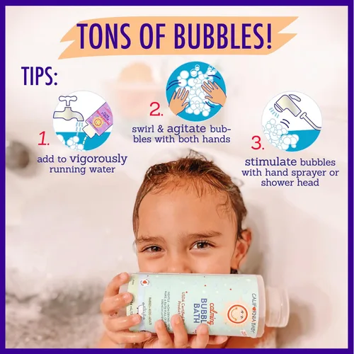 Vista 5 de California Baby Calming Lavender Bubble Bath 100% Plant-Based Kids Bubble Bath Gentle Baby Bubble Bath Free Bubble Wand 384 mL / 13oz
