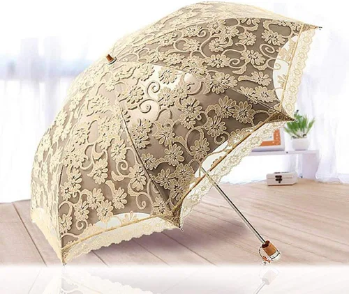 Vista 13 de Orgrimmar Sombrilla de encaje para mujer, protección anti-UV, UPF 50+, paraguas plegable ligero y portátil (negro)