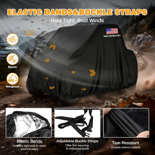 Vista 4 de NEVERLAND Fundas UTV de 2 plazas, lado a lado, impermeable, para exteriores, con bandera estadounidense, compatible con Polaris Ranger RZR Can-Am