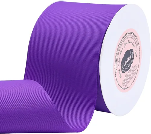 Vista 248 de VATIN Cinta de Grogrén Negra, 1-1/2" x 50 Yardas Continuas, Cinta de Grogrén de Poliéster Negra, Usar para Lazos de Bricolaje, Accesorios
