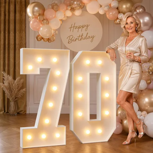 Vista 63 de imprsv Letras iluminadas grandes de 3 pies, letras iluminadas de marquesina para fiesta de cumpleaños (3 pies, letra y )