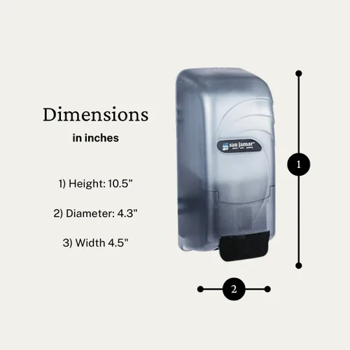 Vista 2 de San Jamar S890TBL Oceans Dispensador de jabón, 4-1/2" de ancho, 10-1/2" de altura, 4-3/8" de profundidad, capacidad de 27.1 fl oz, color azul ártico