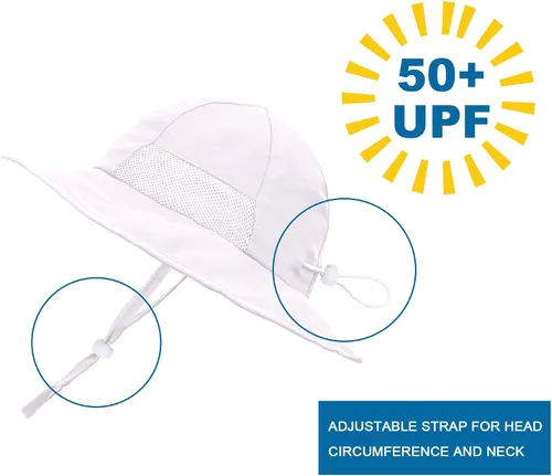 Vista 4 de SimpliKids Sombrero de sol para niños pequeños 50+ UPF de ala ancha con protección solar