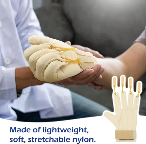 Vista 4 de Panitay 2 pares de guantes de ejercicio de tracción Mano Dedo Fortalecimiento Pulgar Flexion Guante de terapia física para aumentar la fuerza