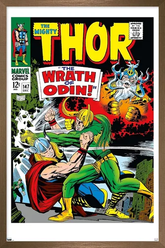 Vista 14 de Trends International Marvel Comics Loki - Póster de pared Thor #147, 22.4 pulgadas de largo x 14.7 pulgadas, versión enmarcada en madera de granero