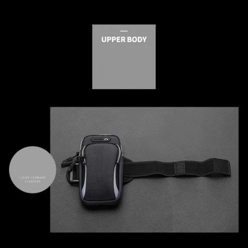 Vista 9 de Fitness Arm Band, Water Proof Phone Holder for Running and Workouts with Secure Pocket Design, Adjustable Sports Strap (Black)