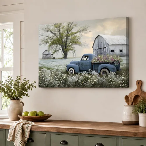 Vista 33 de ANRUOXI Arte de Pared en Lienzo de Camión Vintage Personalizado, Impresiones en Lienzo de Letrero Personalizado con Nombres y Fechas de Familia