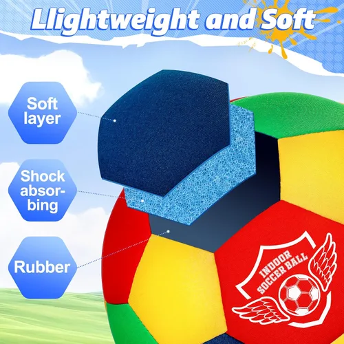 Vista 5 de HopeRock Pelota de Fútbol Blanda de Espuma para Interior Tamaño 4 para Niños para Tu Hogar, Ligera Segura y Divertida para Entrenamiento