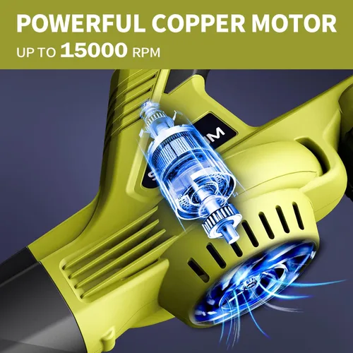 Vista 2 de SEYVUM Soplador de hojas, soplador inalámbrico de 20 V con batería de 2 x 2.0 Ah, soplador eléctrico de hojas para el cuidado del césped, soplador