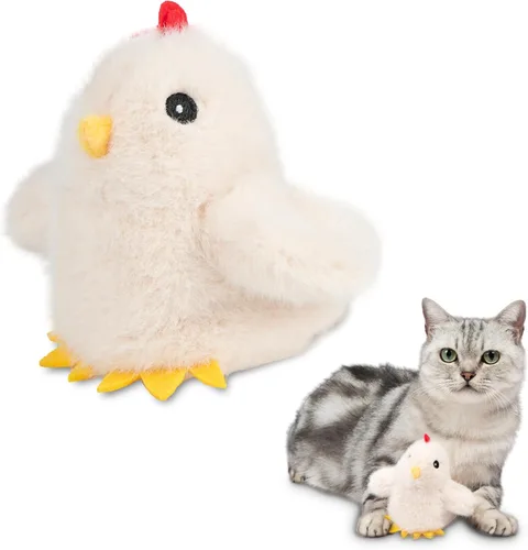 Vista 11 de Catify Best Pet Supplies - Juguete para gatos de patito, pollo y pájaro, alas activadas por movimiento, chirridos realistas, felpa infundida