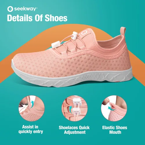 Vista 4 de SEEKWAY Zapatos de agua para hombre y mujer, secado rápido, zapatos acuáticos descalzos, playa, caminar, kayak, canotaje, deportes acuáticos SP006