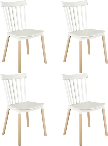 Vista 13 de DSW - Sillas de comedor de plástico modernas sin brazos con patas de madera para estar, dormitorio, cocina, comedor, sala de espera, restaurantes