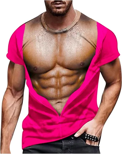 Vista 25 de Camisetas gráficas para hombre, grandes y altas, de manga corta, con estampado muscular, cuello redondo, casual, holgadas, para verano