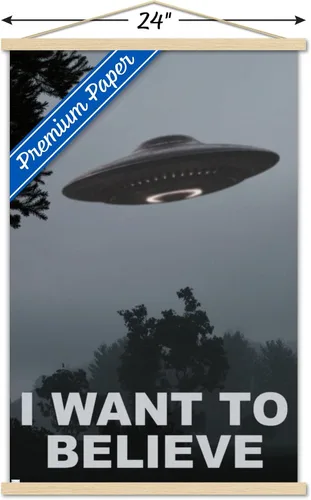 Vista 3 de Trends International Póster de pared con marco magnético "I Want To Believe