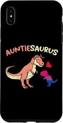 Vista 7 de iPhone 14 Auntiesaurus Gay Aunt Dinosaur Dino LGBTQ Bisexual Flag Bi Case