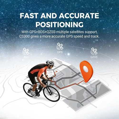Vista 2 de COOSPO CS300 - Computadora de bicicleta con GPS, computadora de ciclismo inalámbrica con pantalla LCD de retroiluminación automática 2.6