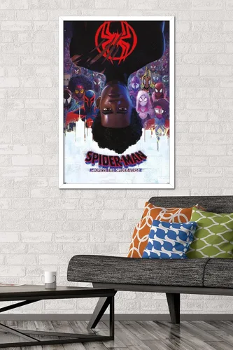 Vista 2 de Trends International Marvel Spider-Man: Across the Spider-Verse - Póster oficial de pared de una hoja, 22.38 x 34 pulgadas, versión enmarcada